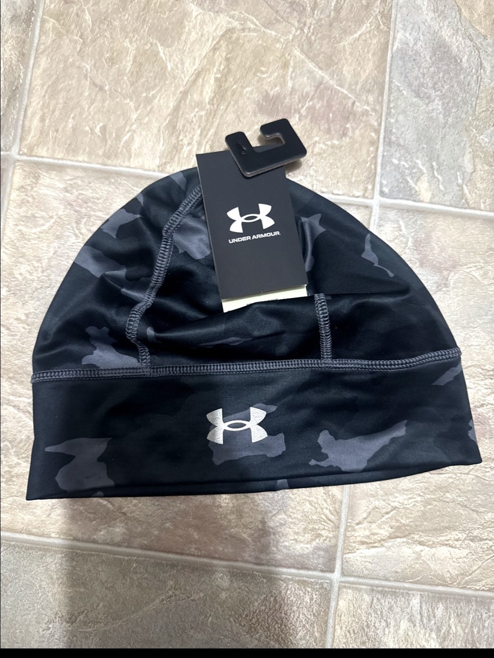 Under Armour Black and Gray Camo Beanie